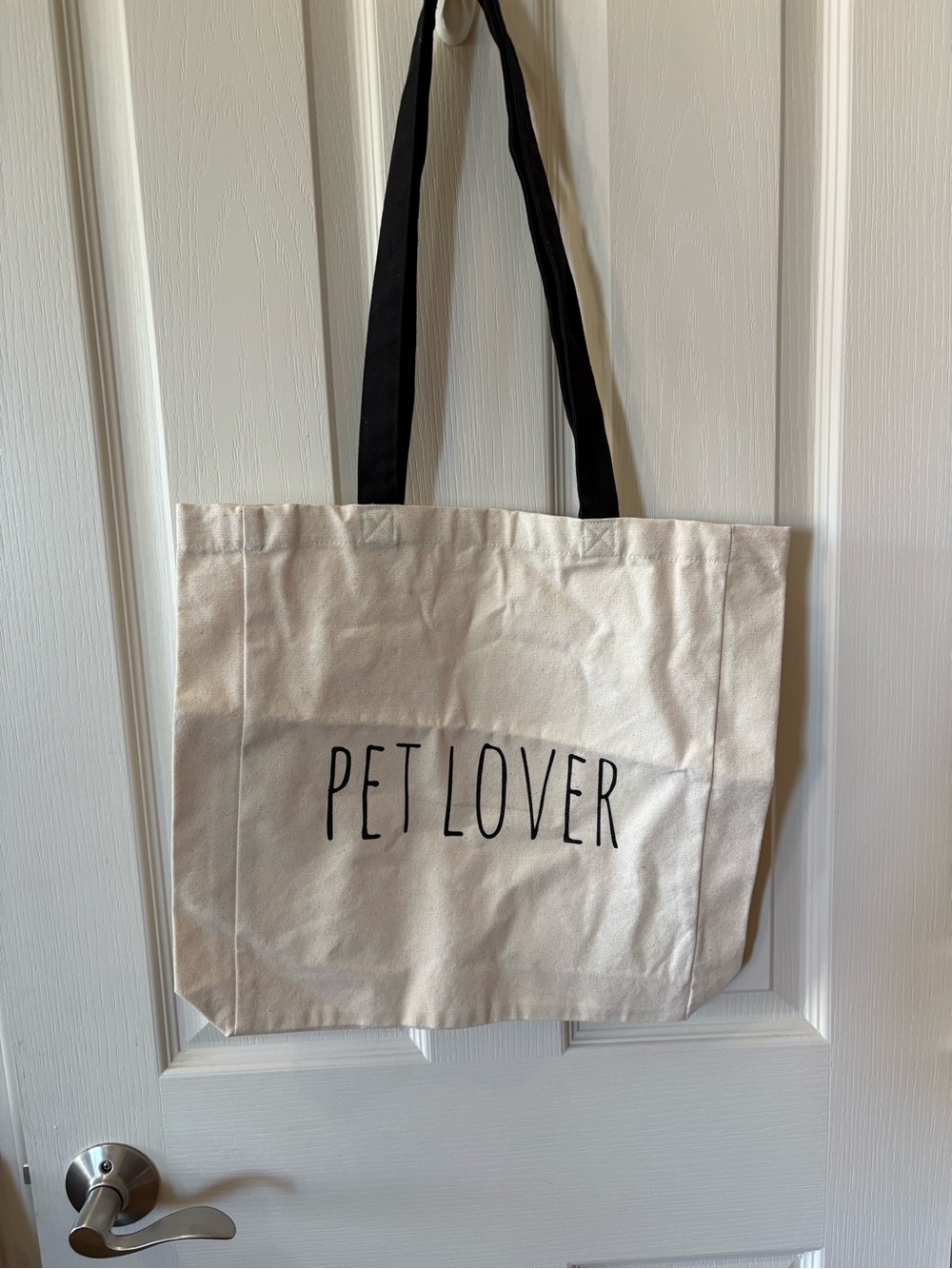 Pet Lover Cream Tote Bag with Black Handles